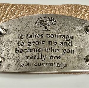 NWT - Copper Colored Leather Bracelet with Inspirational IT TAKES COURAGE Quote